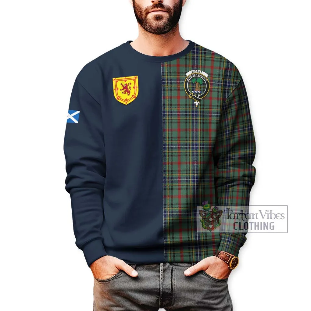 Bisset Tartan Sweatshirt Alba with Scottish Lion Royal Arm Half Style