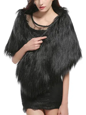 Black Faux Fur Shawl