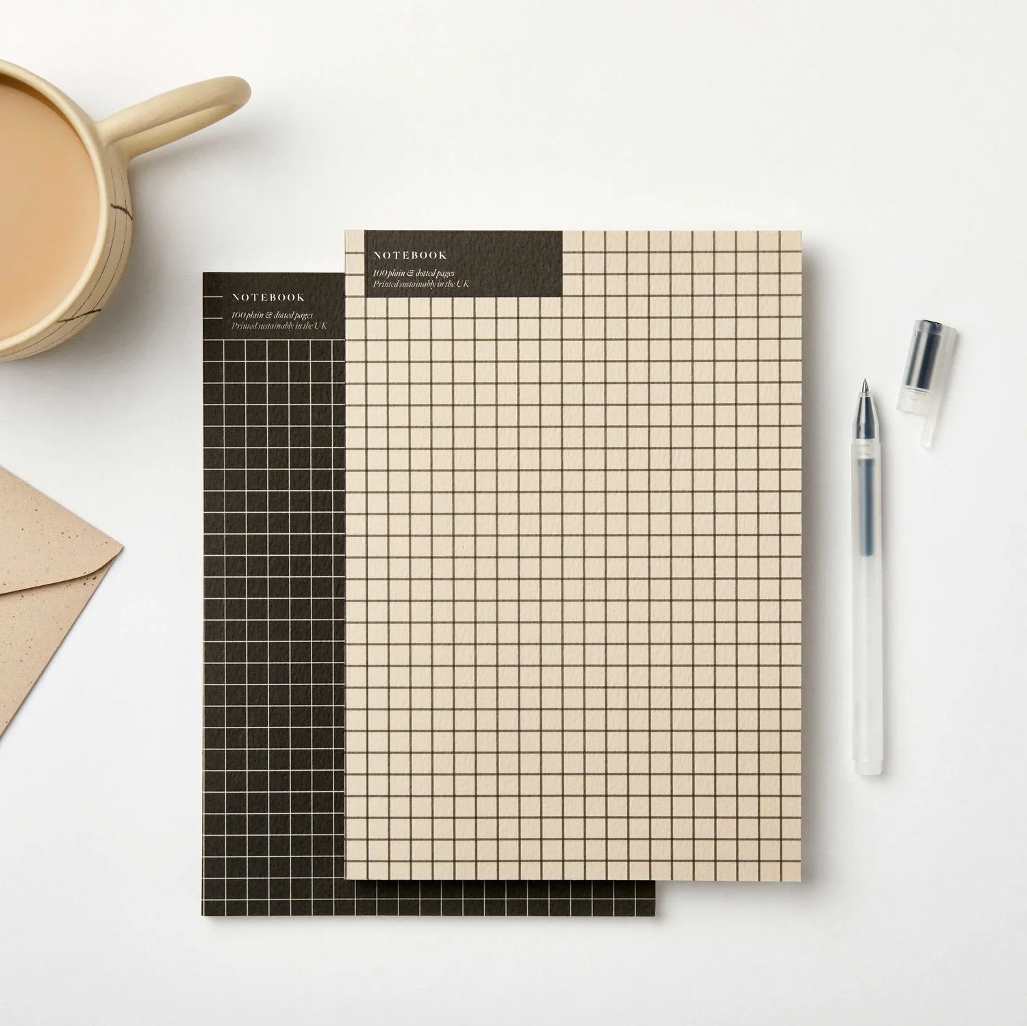 Black Graph Notebook - A5 | Dotted & Plain | by Kinshipped