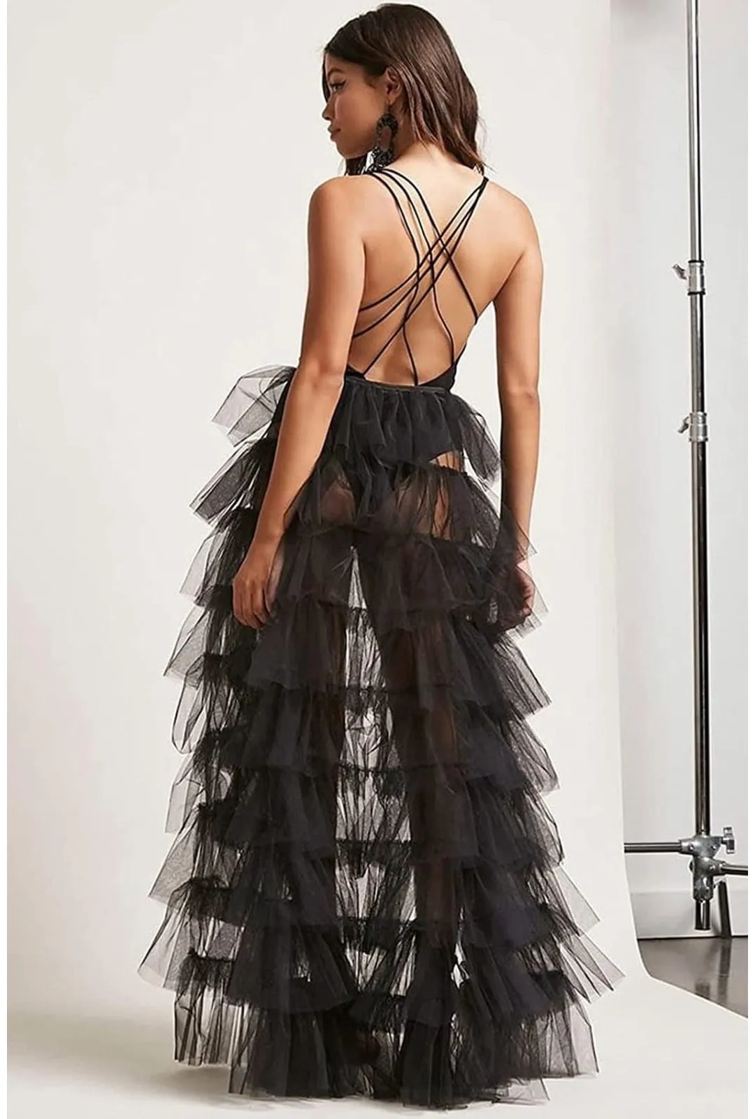 Black Tiered Bustle Skirt