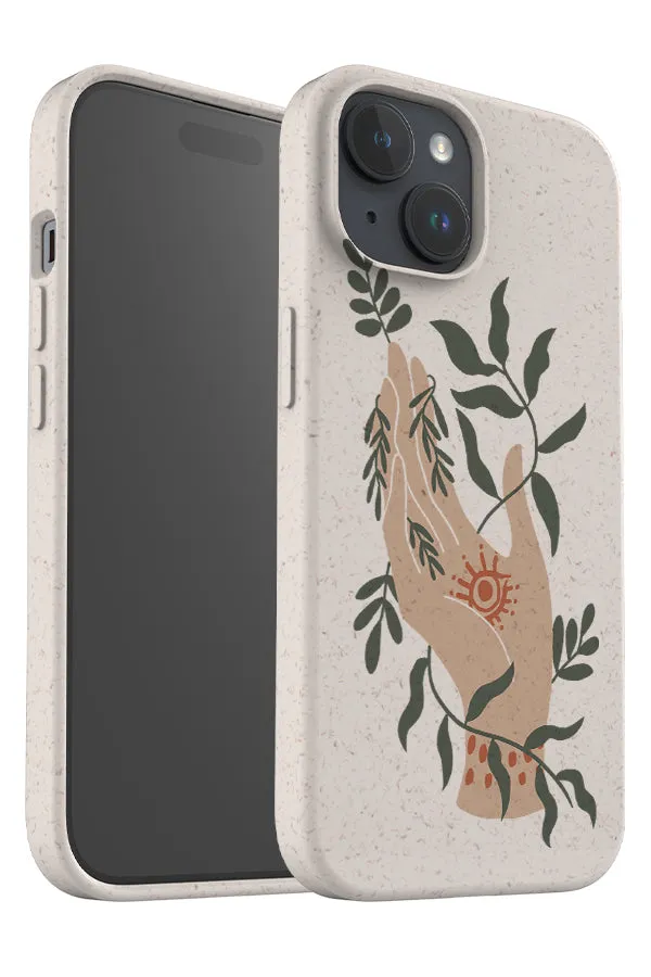 Bohemian Hand and Plants Eco Bamboo Phone Case (Neutrals)