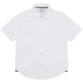 BOSS KIDSWEAR White Oxford Short Sleeve Shirt