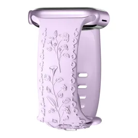 Botanical Bliss Engraved Silicone Strap for Apple Watch - Lavender