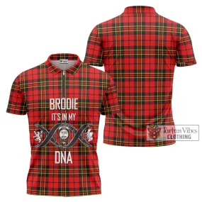 Brodie Modern Tartan Zipper Polo Shirt with Family Crest DNA In Me Style