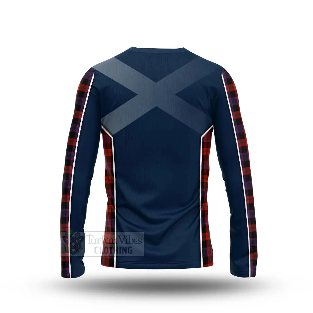 Brown (Broun) Tartan Long Sleeve T-Shirt with Family Crest and Scottish Thistle Vibes Sport Style