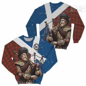 Bruce Tartan Sweatshirt with Family Crest Scottish Bagpiper Vibes