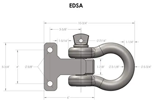 BulletProof Hitches Trailer Hitch Adjustable Extreme Duty Shackle Mount (Rated 30,000lbs) for All (Solid Steel, Black Textured Powder Coat)