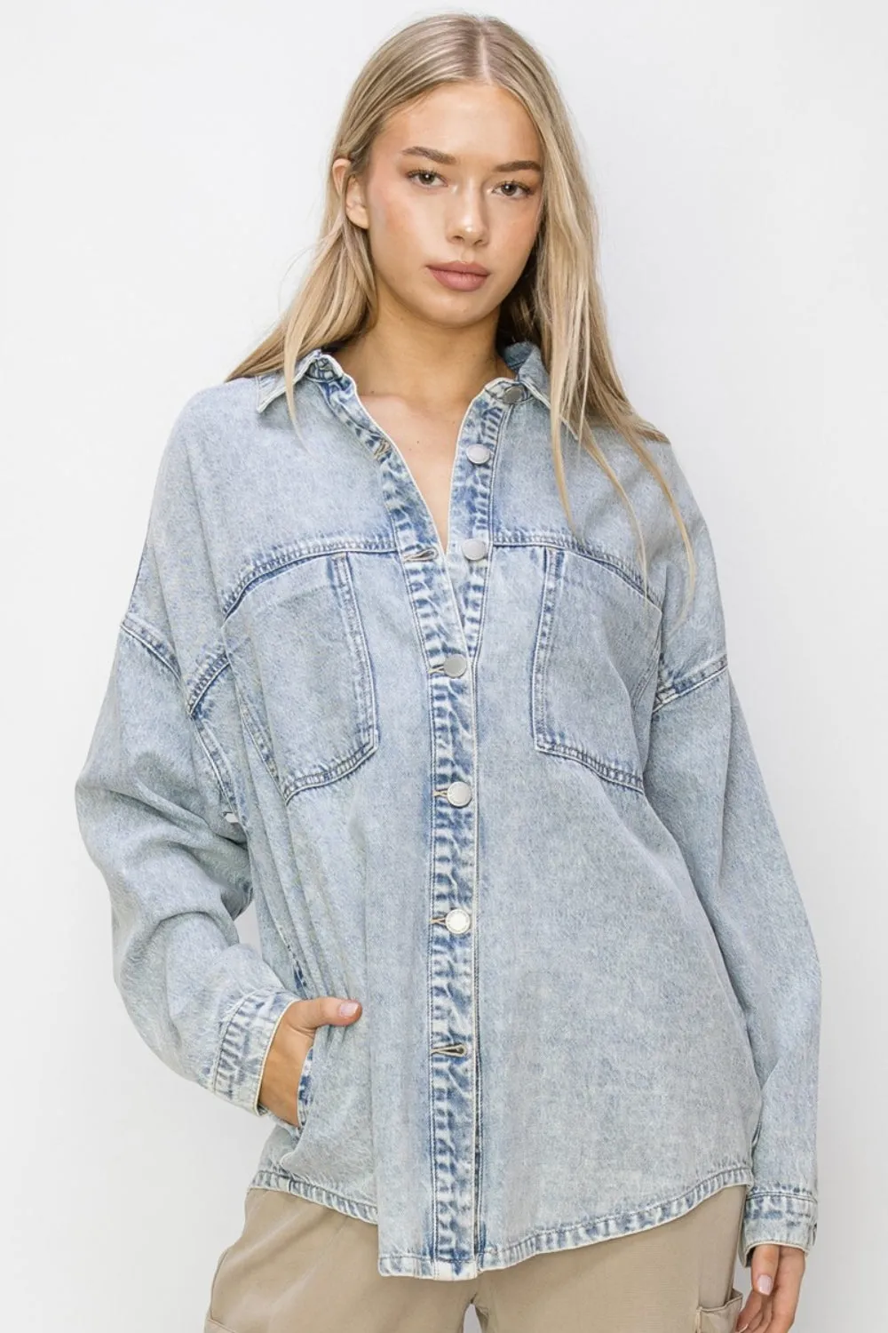 Button Up Long Sleeve Shacket