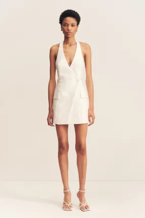 CALCITE TAILORED WRAP MINI DRESS - IVORY