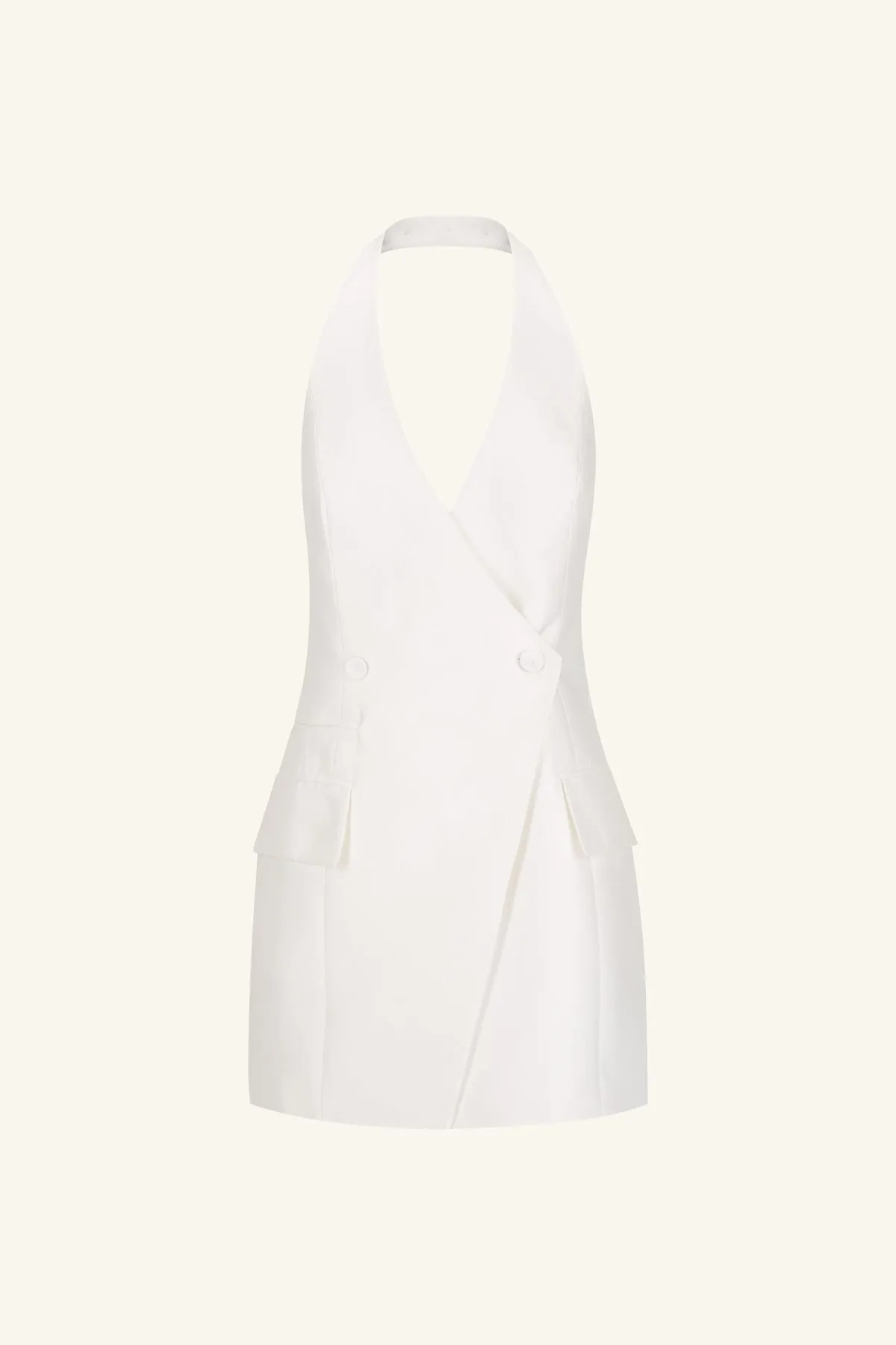 CALCITE TAILORED WRAP MINI DRESS - IVORY