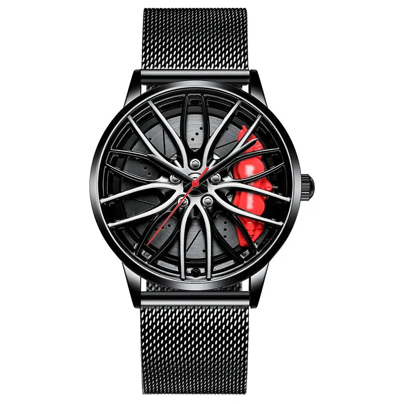 Car Wheel Watch for Men – Bold Waterproof 3D Rim Hub Design for Auto Enthusiasts