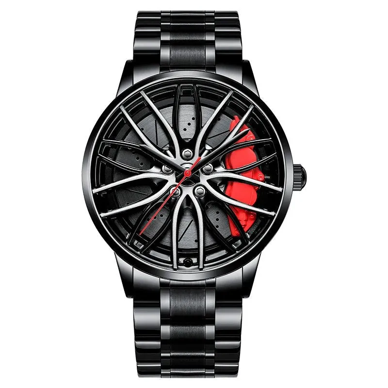 Car Wheel Watch for Men – Bold Waterproof 3D Rim Hub Design for Auto Enthusiasts