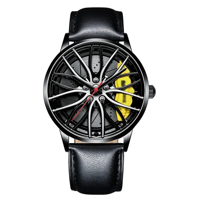 Car Wheel Watch for Men – Bold Waterproof 3D Rim Hub Design for Auto Enthusiasts