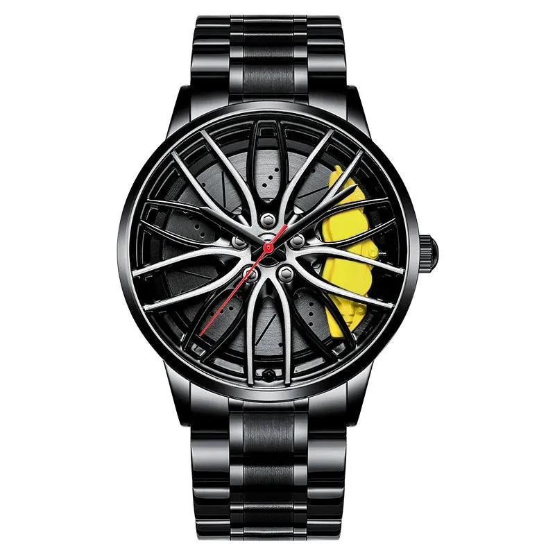 Car Wheel Watch for Men – Bold Waterproof 3D Rim Hub Design for Auto Enthusiasts