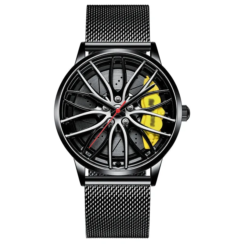 Car Wheel Watch for Men – Bold Waterproof 3D Rim Hub Design for Auto Enthusiasts