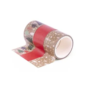 Christmas Forest Wide Paper Washi Tape 25mm x 5m - Pack of 3