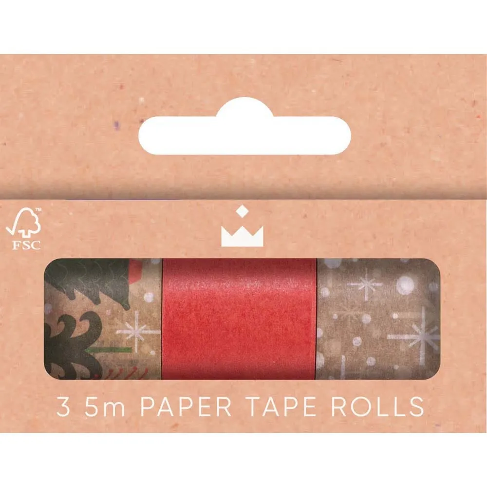 Christmas Forest Wide Paper Washi Tape 25mm x 5m - Pack of 3