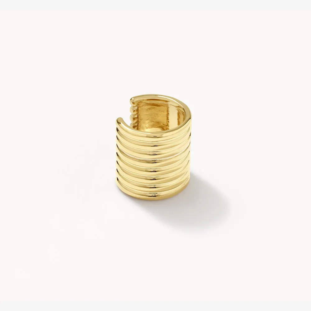 Chunky Ribbed Ear Cuff in Gold