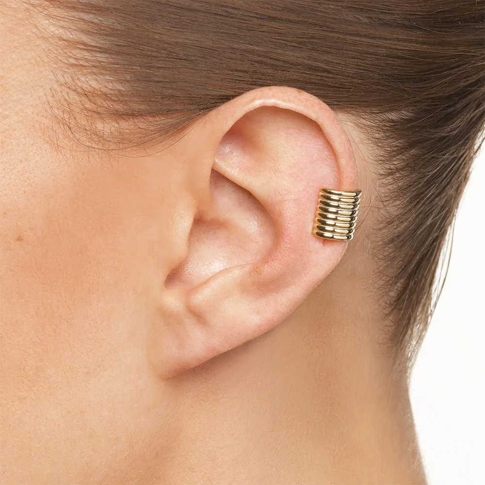 Chunky Ribbed Ear Cuff in Gold