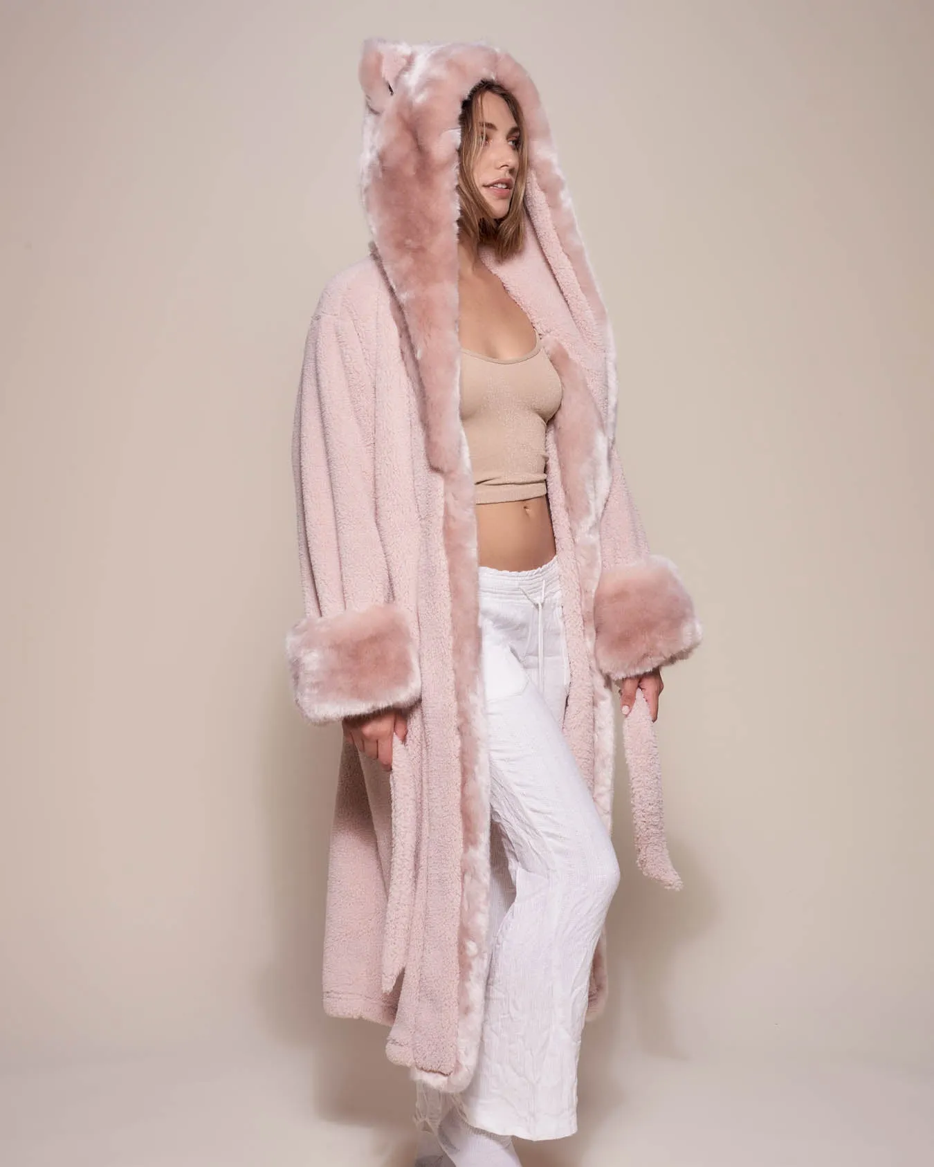 Classic Women's Luxury Pink Robe | Rose Quartz Wolf