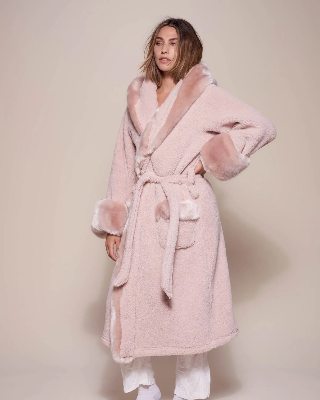 Classic Women's Luxury Pink Robe | Rose Quartz Wolf