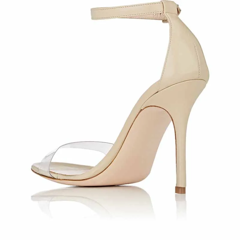 Clear Straps Heels With Ankle Strap Sexy Stiletto Dress Shoes