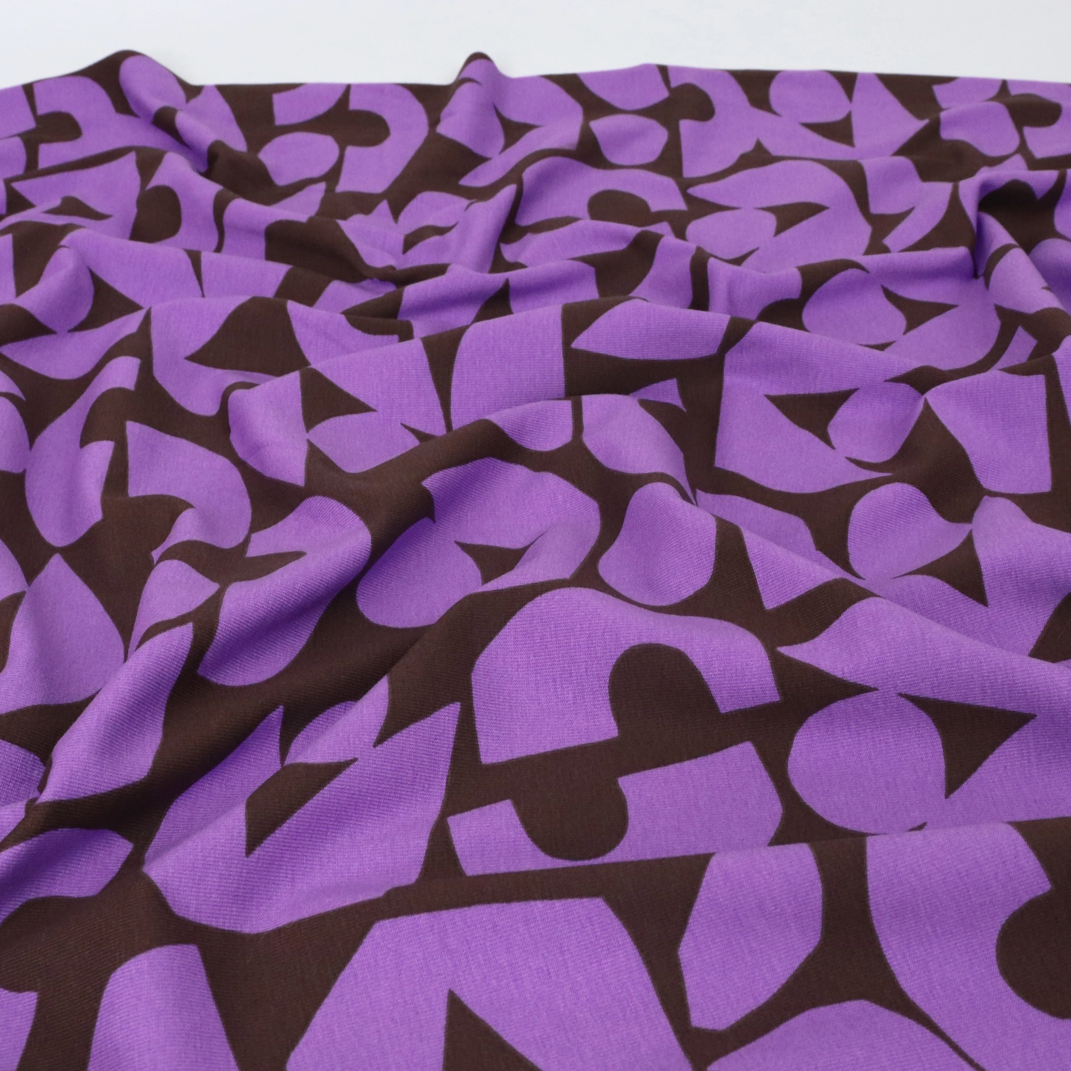 Cotton Jersey - Abstract Shape - Purple - END OF BOLT 67cm