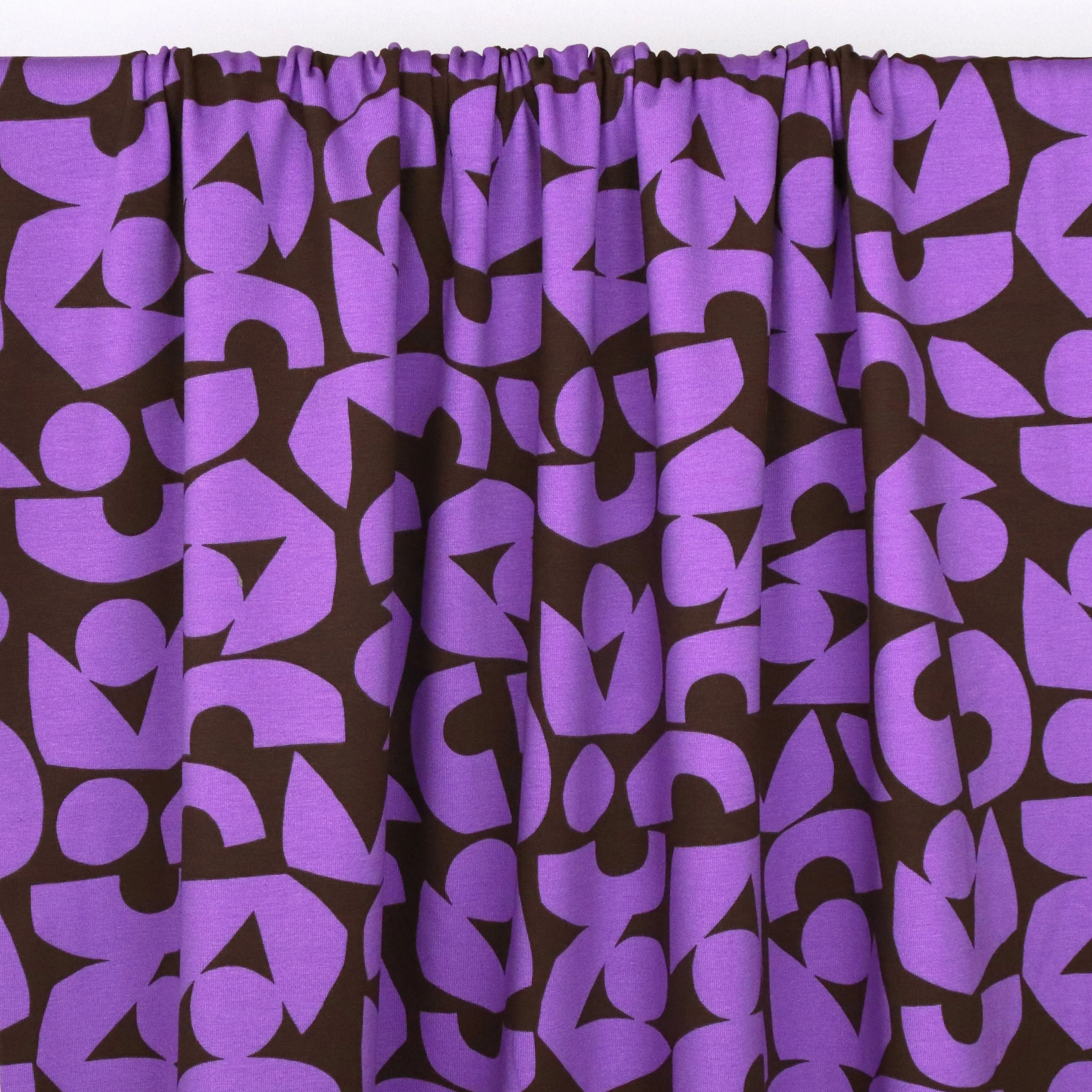 Cotton Jersey - Abstract Shape - Purple - END OF BOLT 67cm