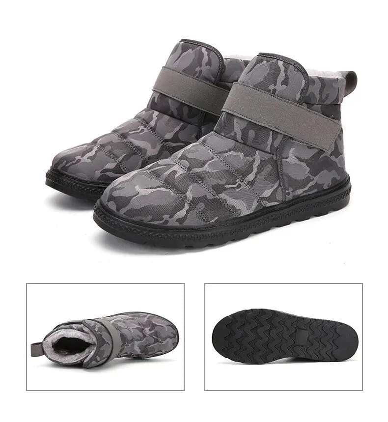 Cotton-Lined Men's Winter Snow Boots with Durable Plush Insole