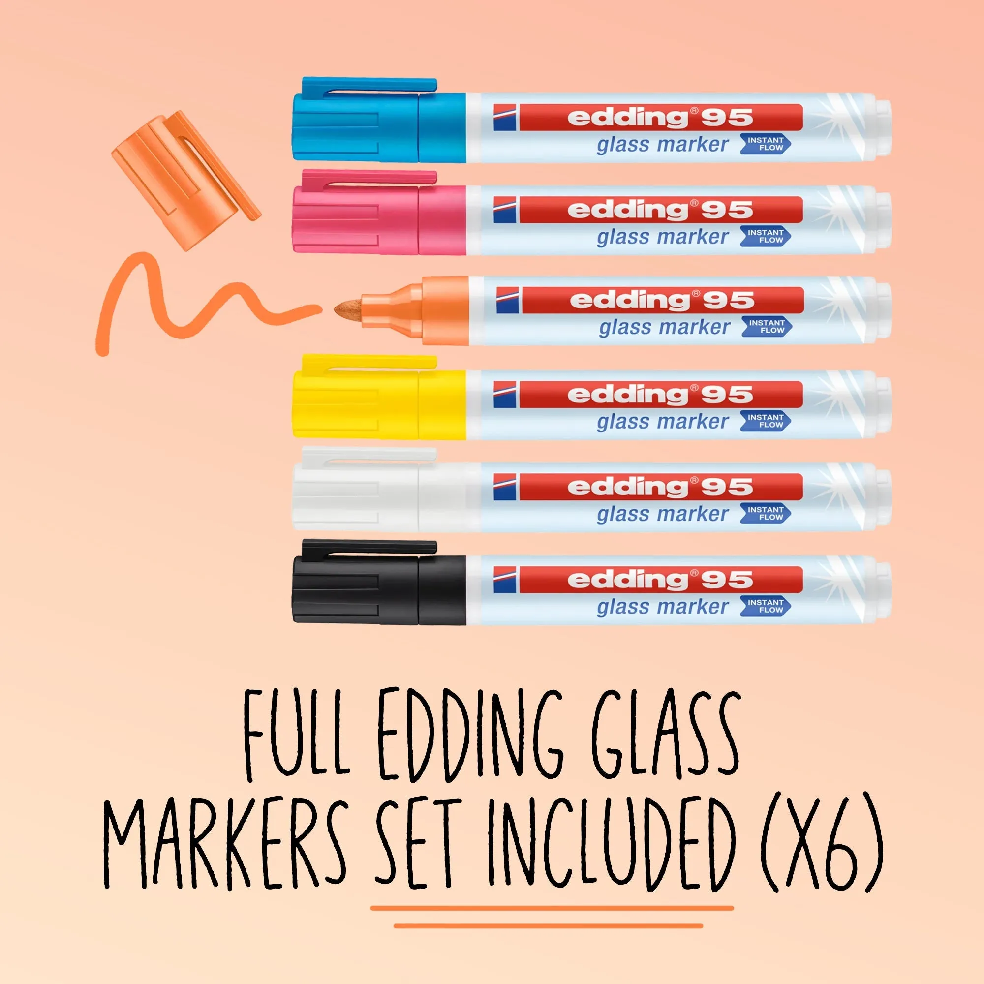 Custom Office/Workspace Creative Glass Board - 6x Edding Markers Set Included