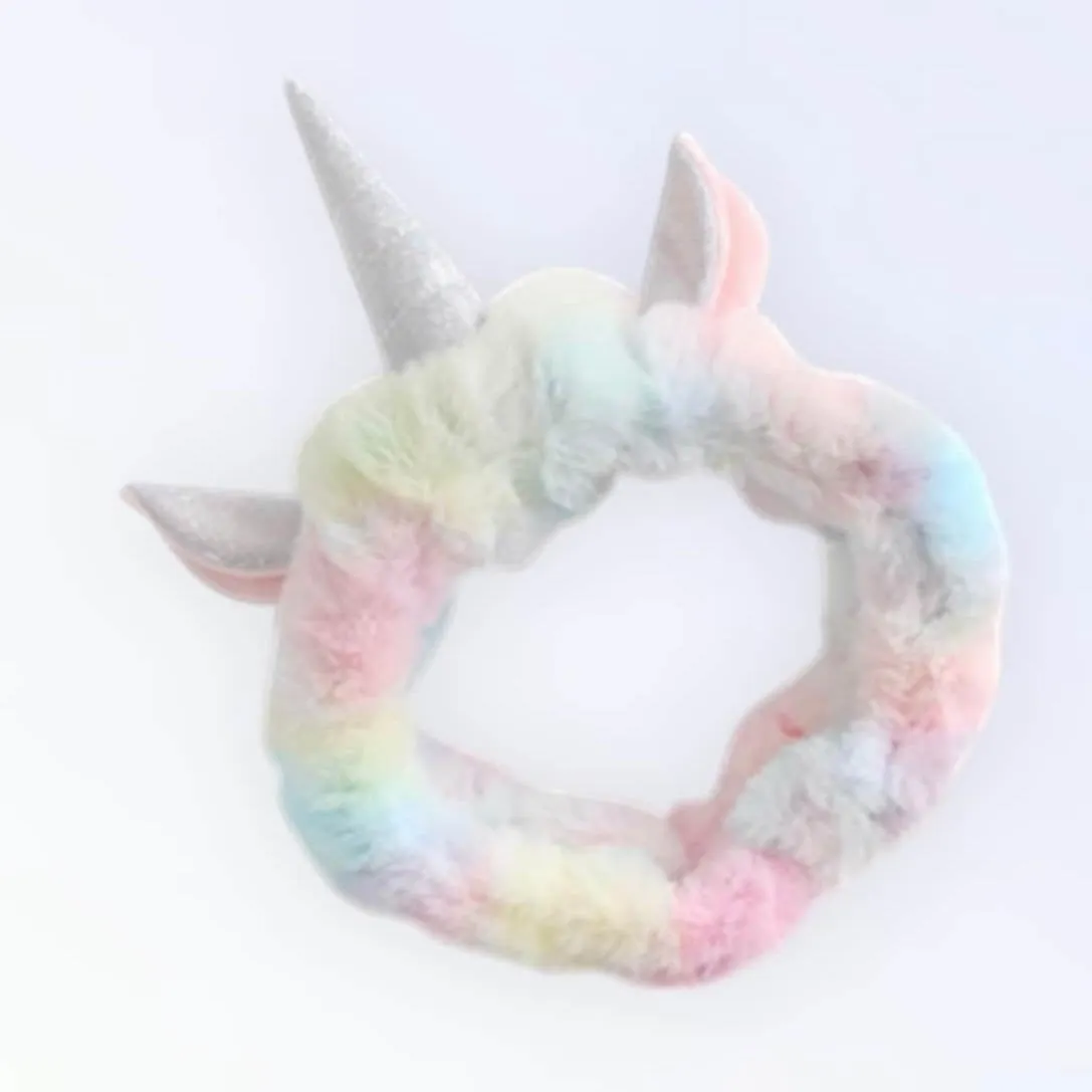 Cute Lovely Unicorn Fuzzy Hairband Makeup Skincare Headband Washing Face for Girls & Women