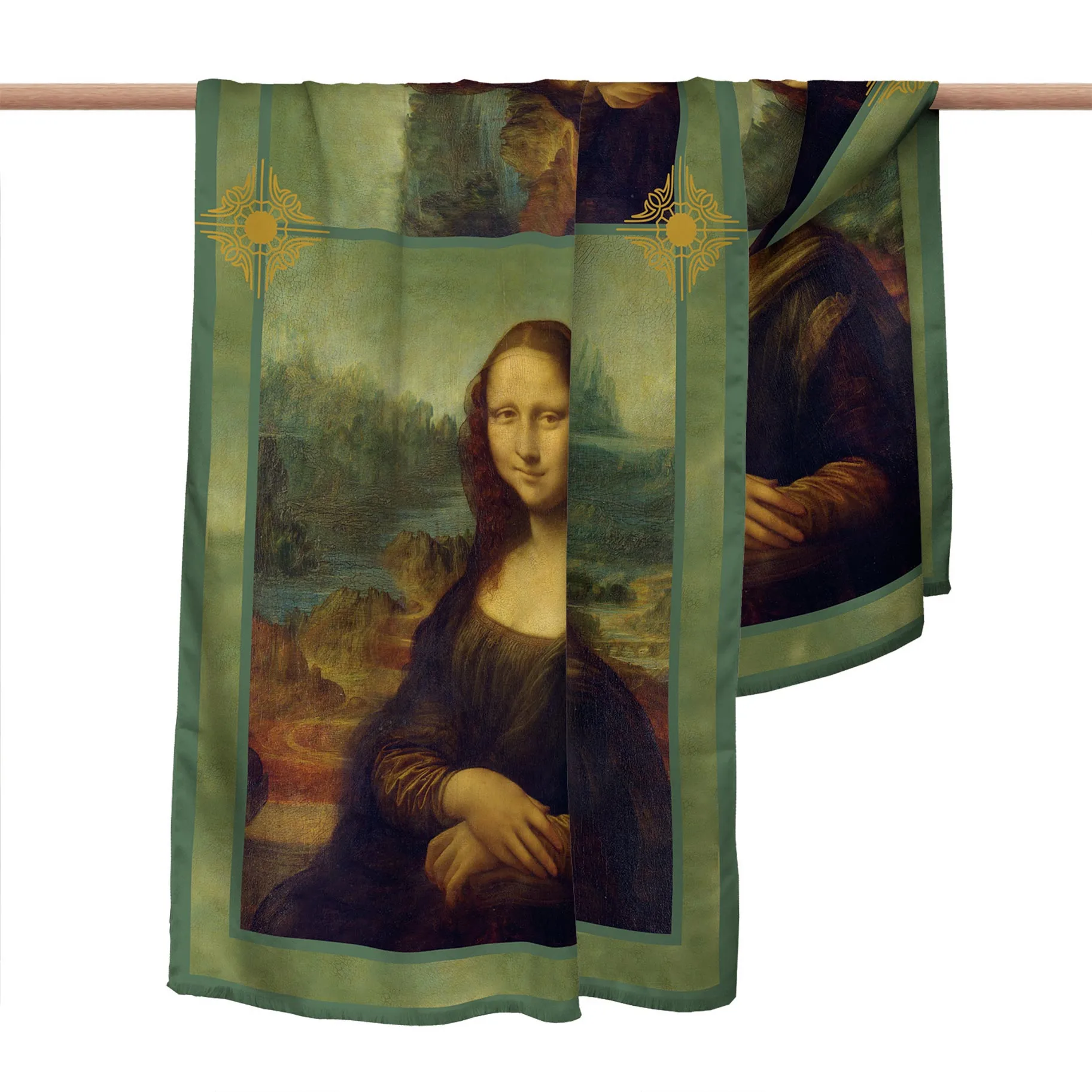 Da Vinci Mona Lisa Silk Blend Women's Art Fashion Shawl