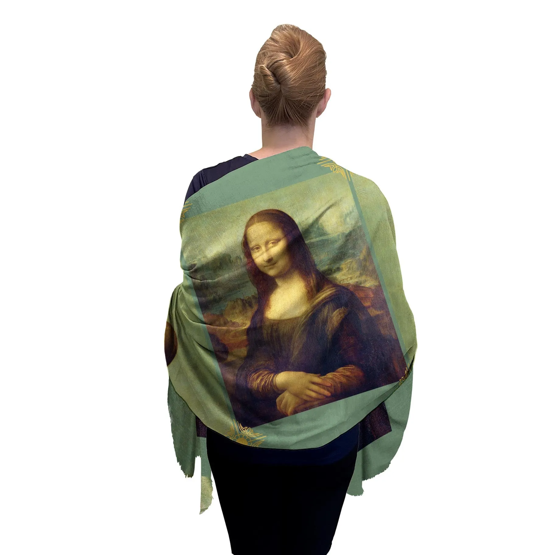 Da Vinci Mona Lisa Silk Blend Women's Art Fashion Shawl