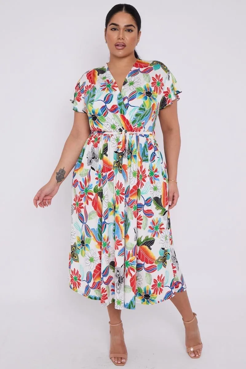 Dani Faux Wrap Dress in Multicolour