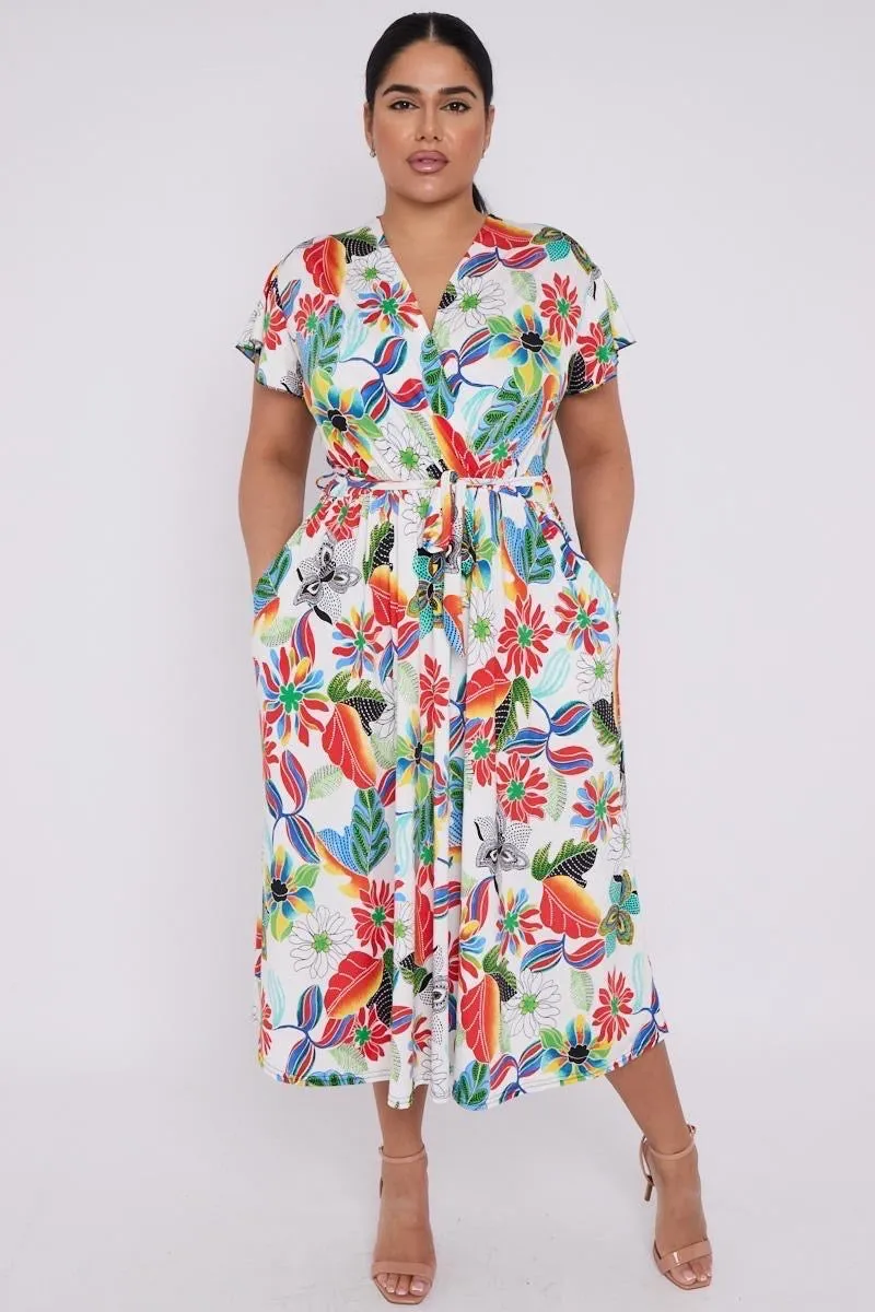 Dani Faux Wrap Dress in Multicolour