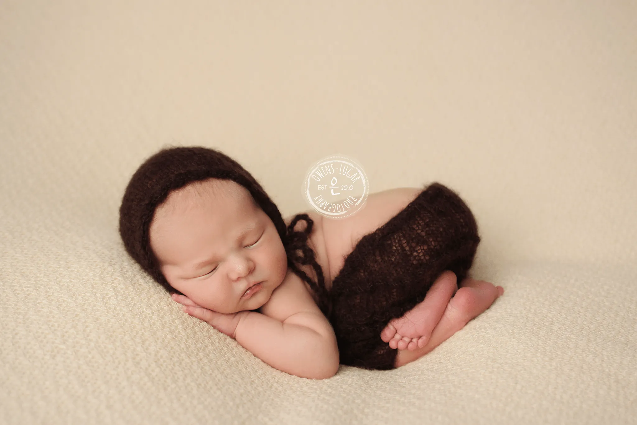 Dark Brown Mohair Newborn Pants and Hat Set