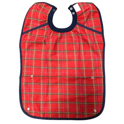 Deluxe Tartan Tucker Bibs - Red Tartan Extra Large