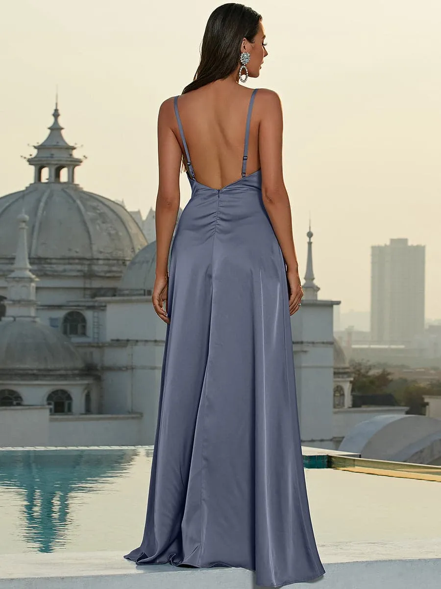 Draped Front Open Back Wrap Hem Dress XH1937