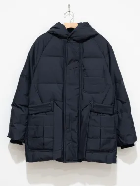 Duck Down Hooded Robe - Navy