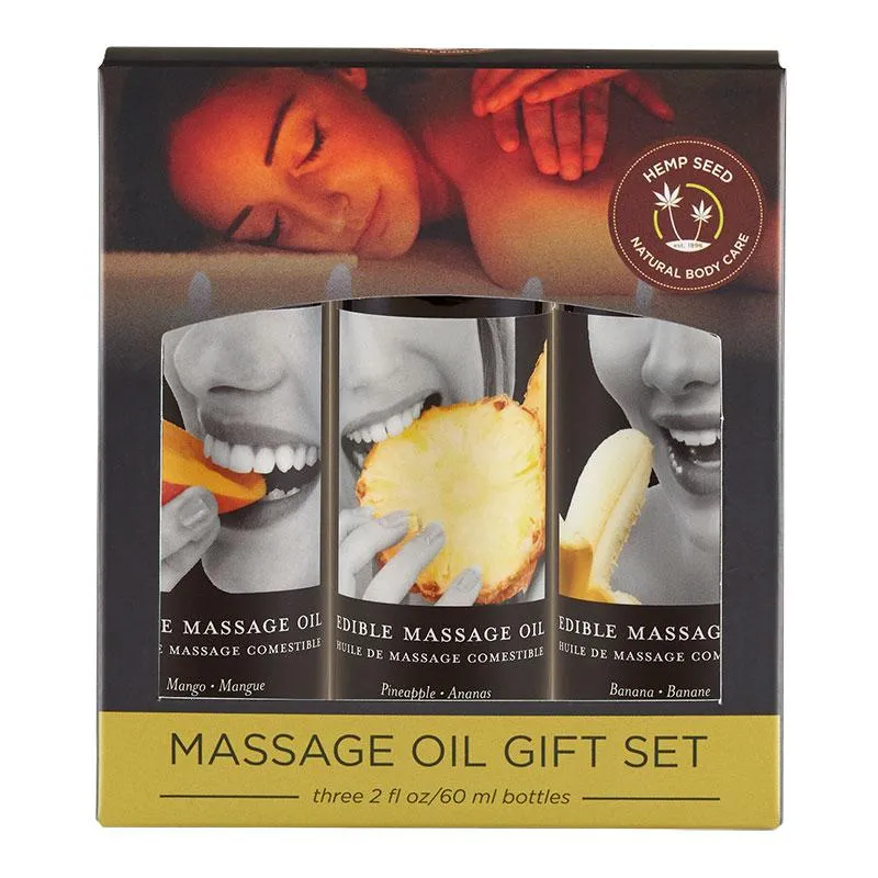 Earthly Body Edible Massage Oil Gift Set Mango, Banana & Pineapple