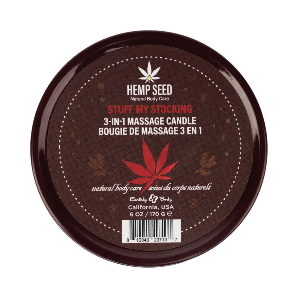 Earthly Body Hemp Seed Holiday 3-in-1 Massage Candle Stuff My Stocking 6 oz.