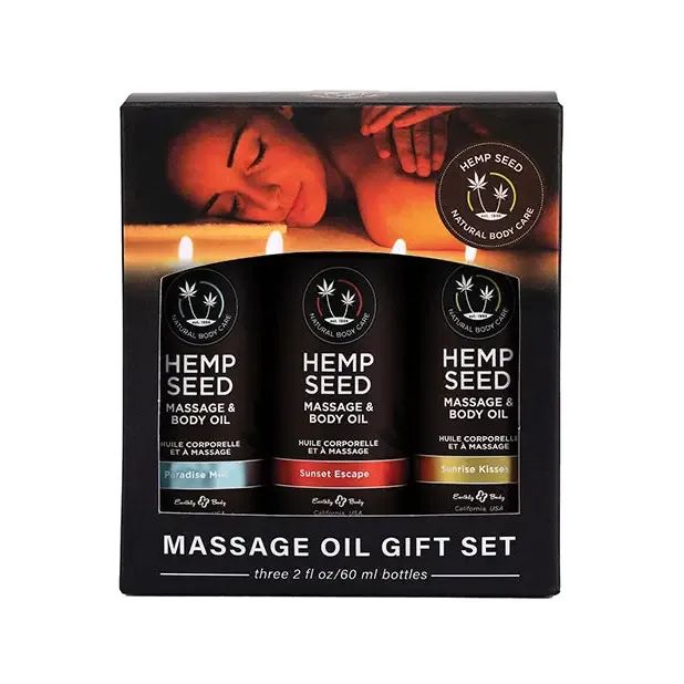 Earthly Body Hemp Seed Massage Oil Summer 2023 Collection 3-Piece Gift Set