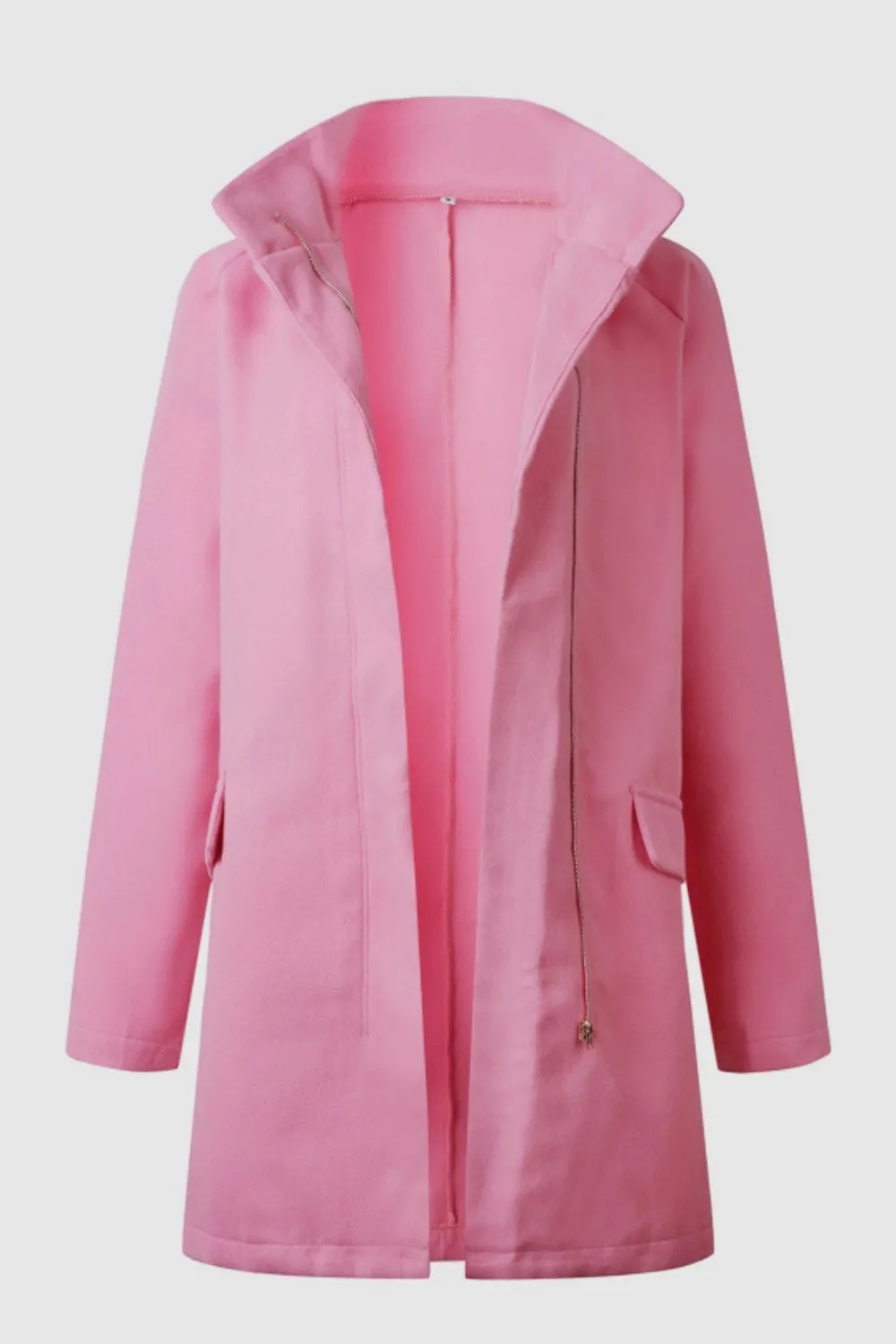 Elegant Double Pockets Zipper Coat