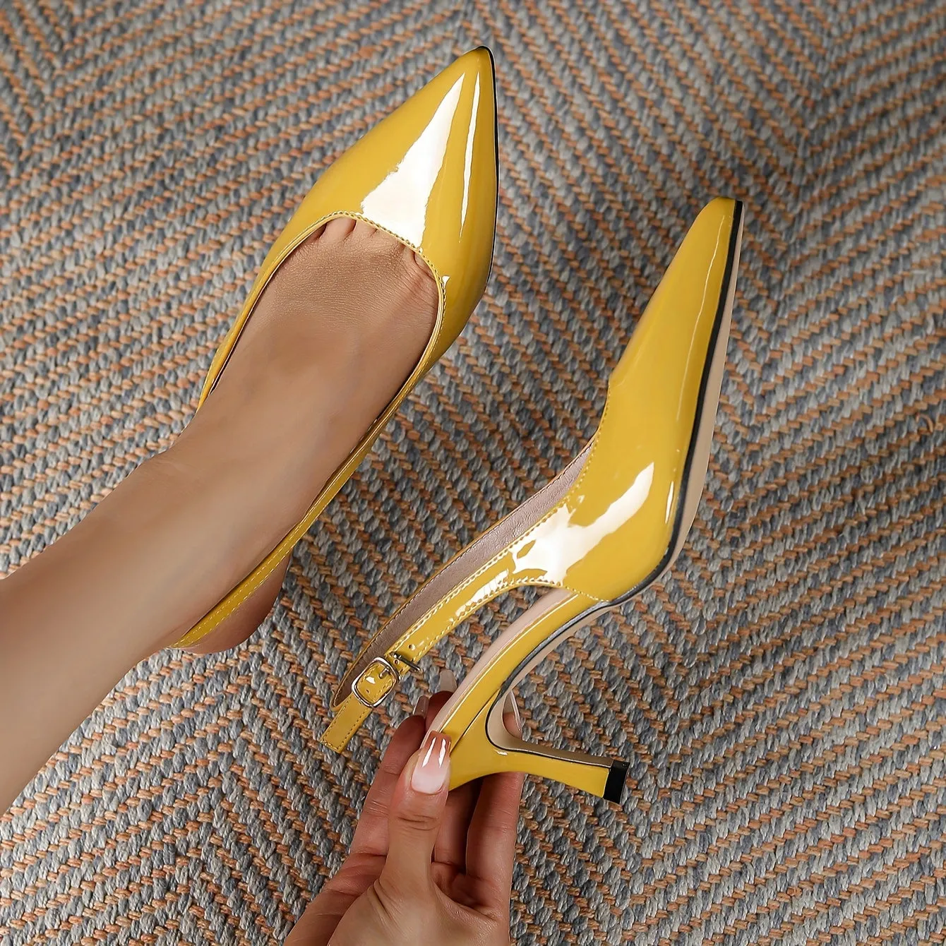 Elegant Stiletto Heels Pumps - Chic Pointed Toe, Buckle Strap Slingback, Solid Color Fashion Dress Shoes for Women - Perfect for Formal Occasions and Night Out