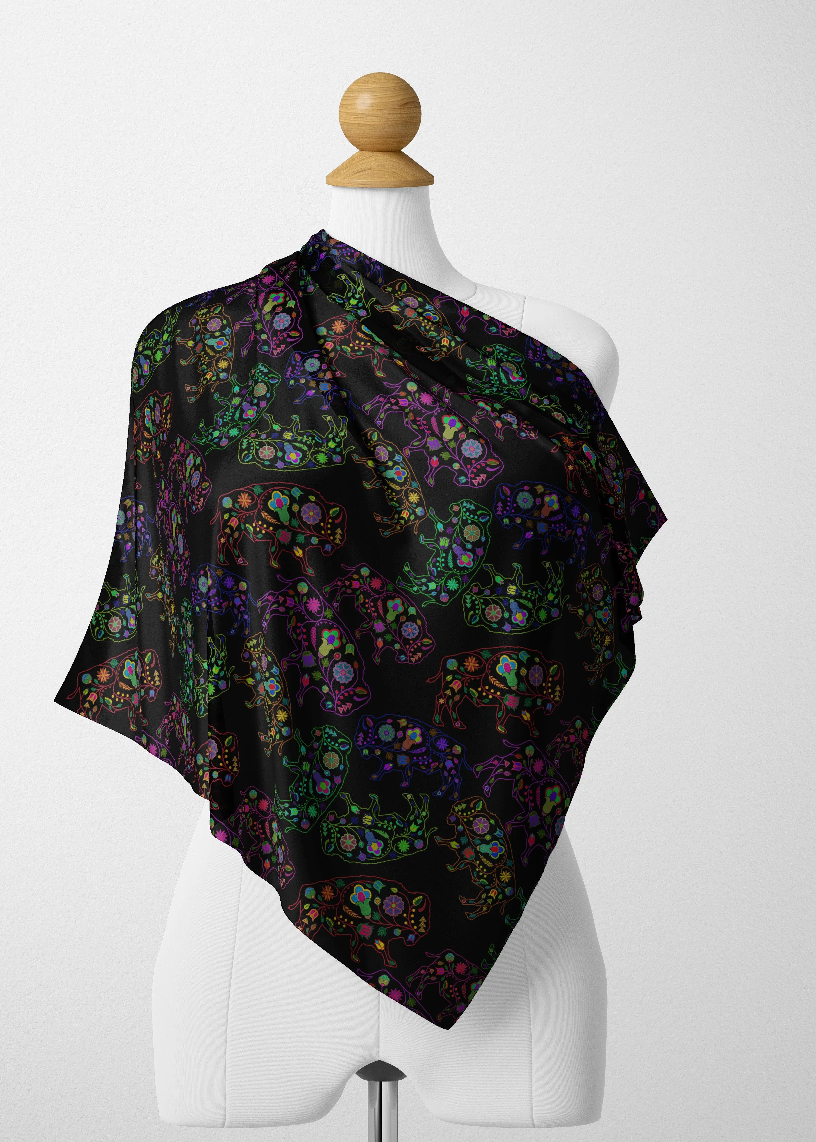 Floral Buffalo Satin Shawl