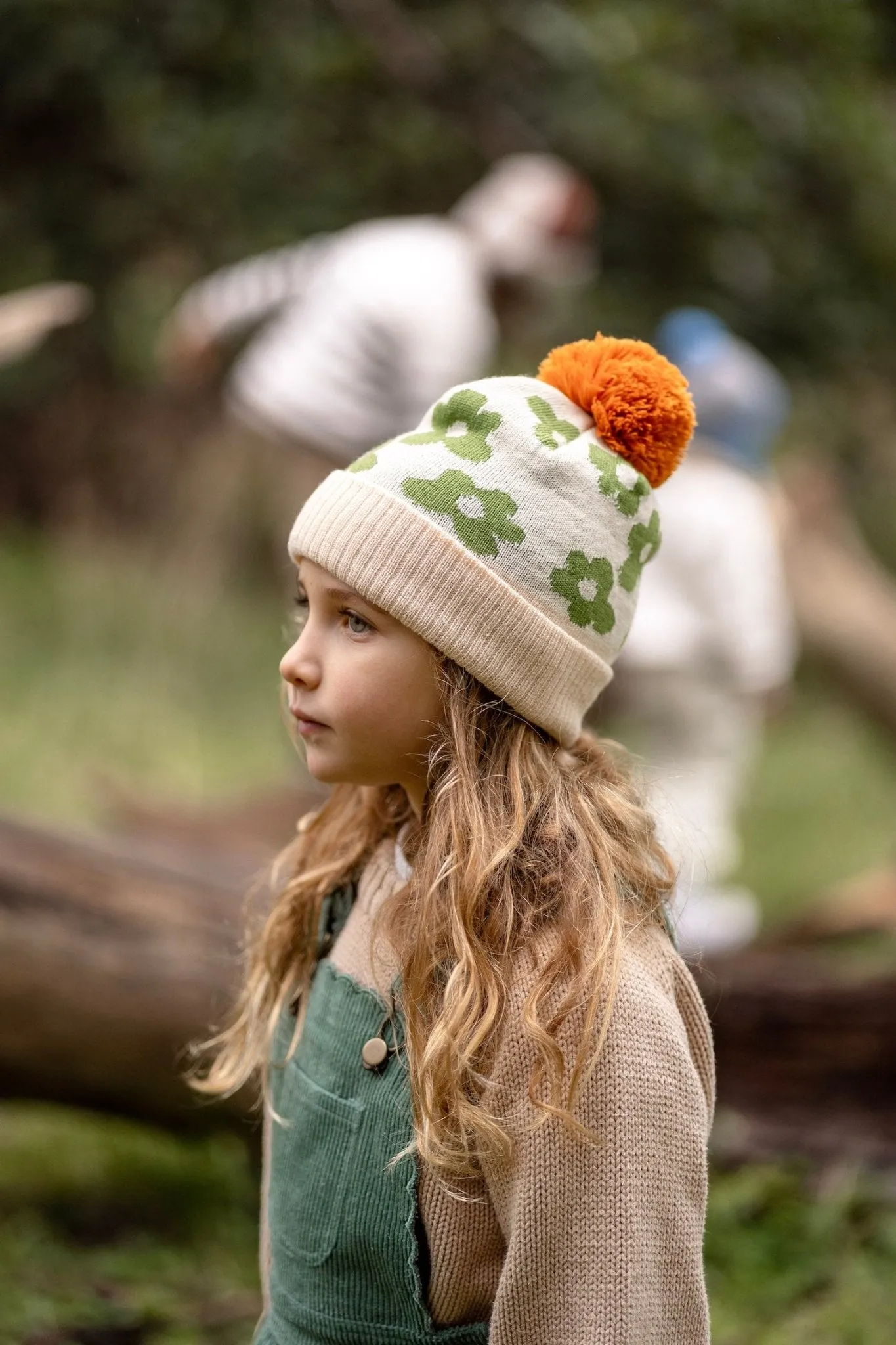 Flower Power Merino Beanie Green