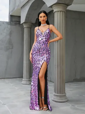 Formal Wrap V-Neck Purple Prom Dress RJ10396