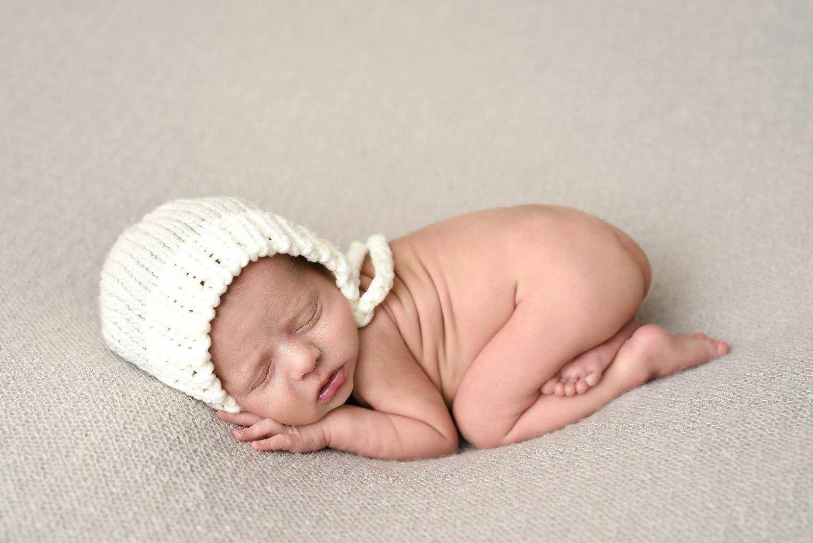 Gray and White Knit Newborn Hat and Pants Set