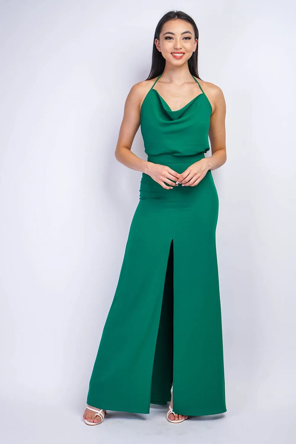 Green Ashley  Front Slit Long Skirt