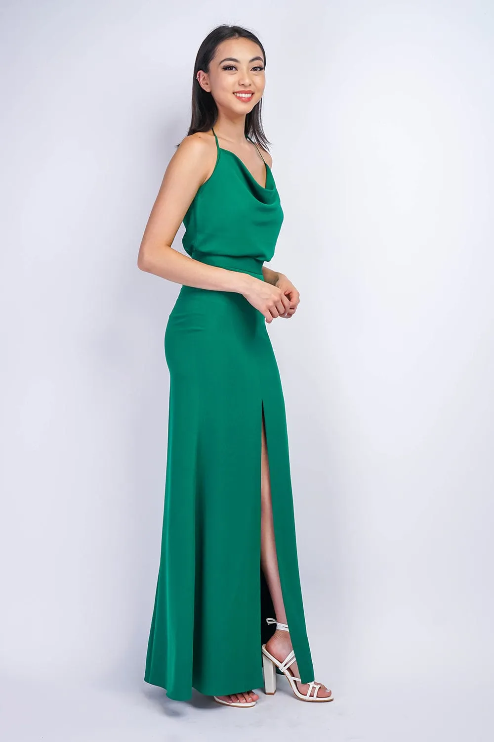 Green Ashley  Front Slit Long Skirt